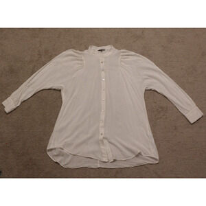 Massimo Dutti Woman XS Blouse Long Sleeve Viscose Wool Shell Button White